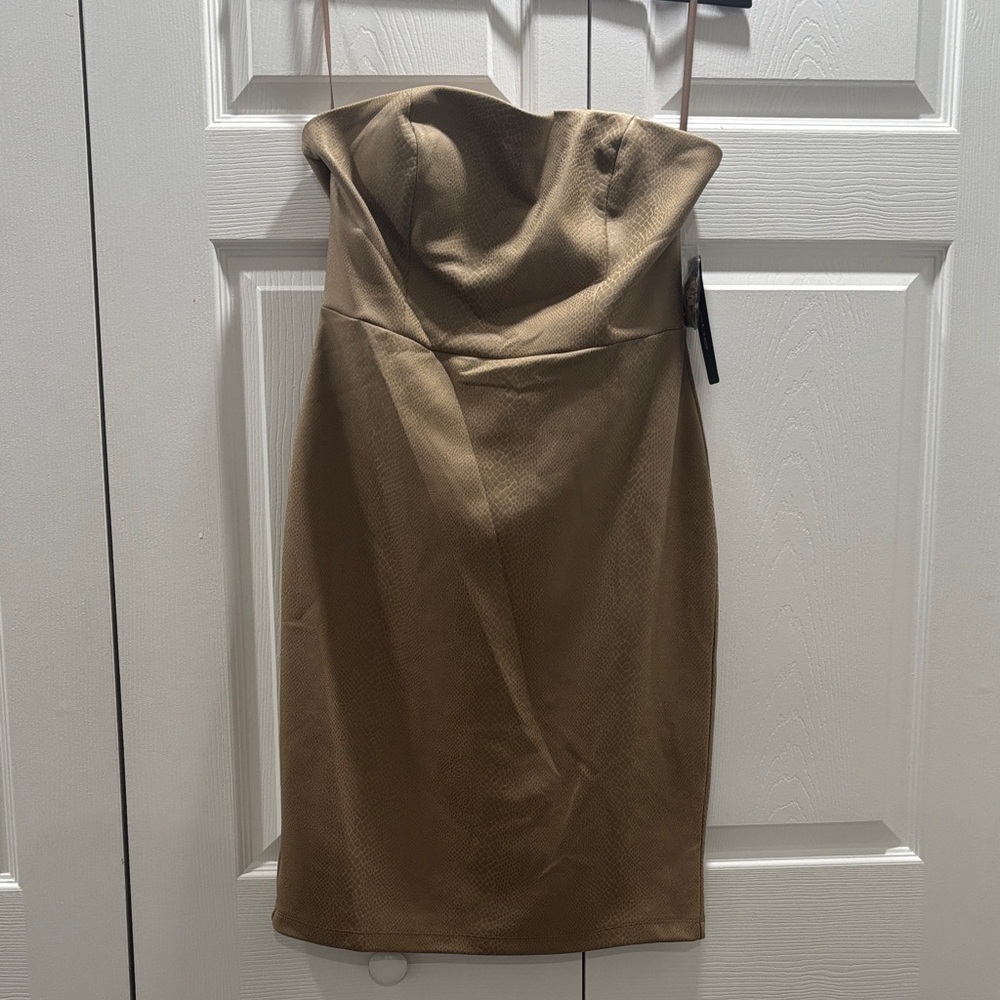 bebe beige strapless dress